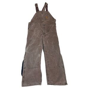 Carhartt Bib Overalls 46 X 30 Brown Duck Double knee Insulated R27 CHT USA Made